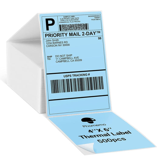 500sheets 4×6 Inch Stickers Thermal Label Paper For Phomemo PM-246S / PM-241BT / D520BT, Style: Folding Light Blue - Printing Paper by buy2fix | Online Shopping UK | buy2fix
