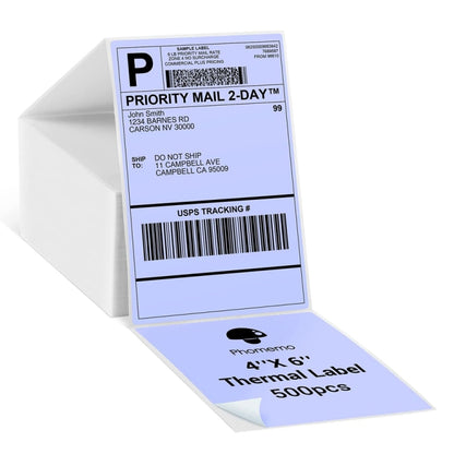 500sheets 4×6 Inch Stickers Thermal Label Paper For Phomemo PM-246S / PM-241BT / D520BT, Style: Folding Purple by buy2fix