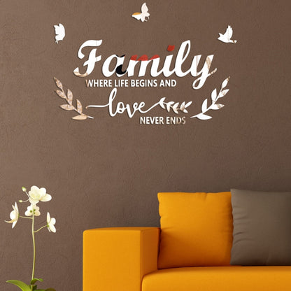 Acrylic Familylove Stereoscopic Mirror Wall Stickers Home Self-Adhesive Decorative Soft Mirror(Silver) - Decorative Mirrors by buy2fix | Online Shopping UK | buy2fix