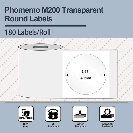 For Phomemo M110 / M200 180pcs /Roll 40x40mm Circular Transparent Self-Adhesive Tag - Printing Paper by Phomemo | Online Shopping UK | buy2fix