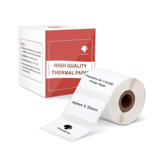 For Phomemo M110 / M200 300pcs /Roll 20x40mm Square Self-Adhesive Thermal Labels On White Background