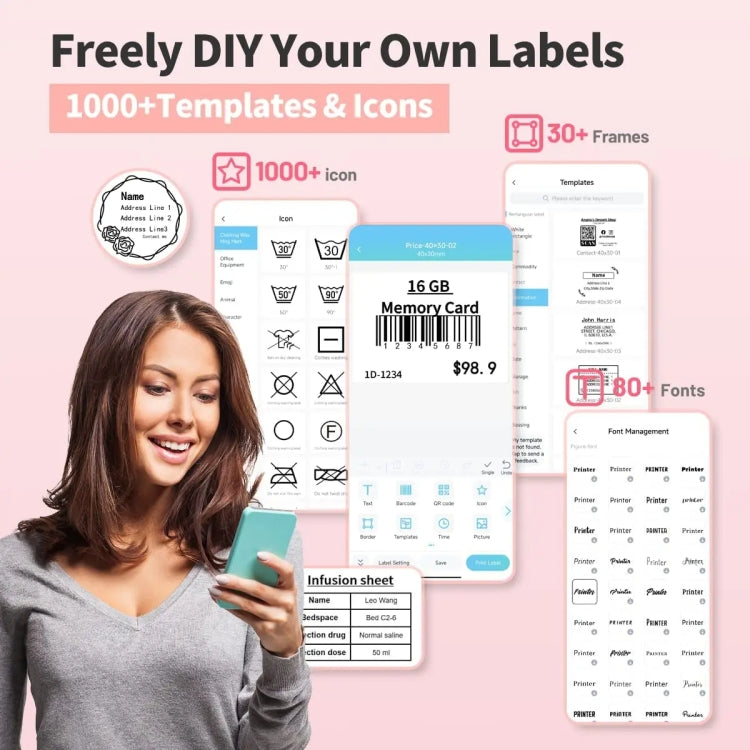 Phomemo M221 Thermal Wireless Label Printer Barcode Bluetooth Label Maker(White) by Phomemo