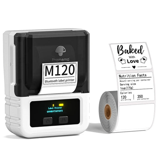 Phomemo M120 Label Maker Barcode Printer Bluetooth Thermal Label Machine(White) - Receipt Printers by Phomemo | Online Shopping UK | buy2fix