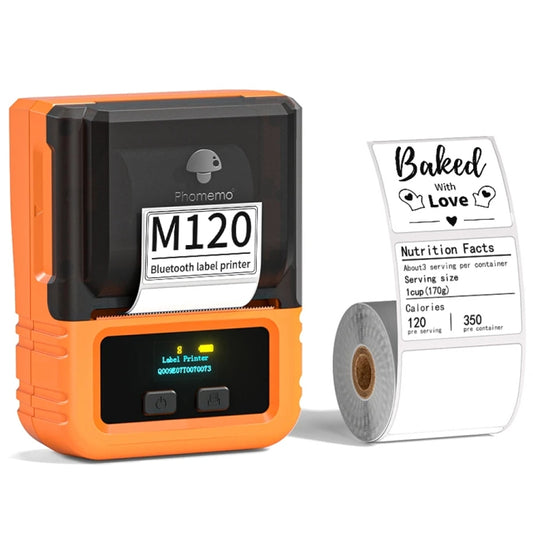 Phomemo M120 Label Maker Barcode Printer Bluetooth Thermal Label Machine(Orange) - Receipt Printers by Phomemo | Online Shopping UK | buy2fix