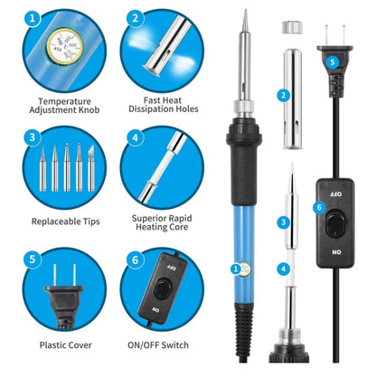 15-in-1 EU Plug 60W Adjustable Temperature Soldering Iron Set with VC830L Digital Multimeter - Soldering Iron Set by buy2fix | Online Shopping UK | buy2fix