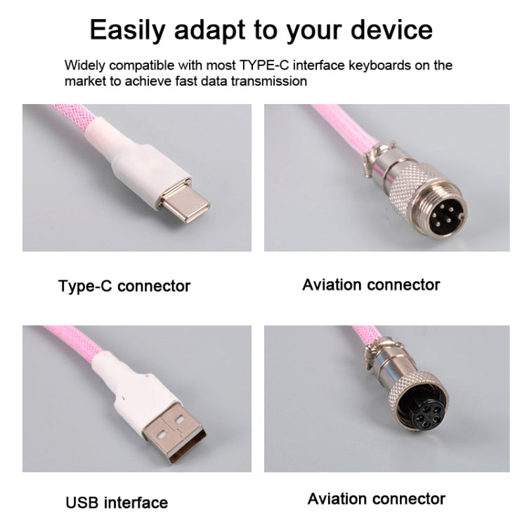 USB-C/Type-C Mechanical Keyboard Wire Computer Aviation Connector,Cable Length: 3m(White) by buy2fix
