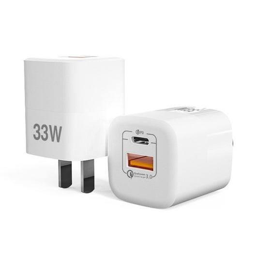 33W Portable Mini Cell Phone Charger Type-C+USB Dual-Port Fast Charger Charging Adapter, CN Plug - USB Charger by buy2fix | Online Shopping UK | buy2fix