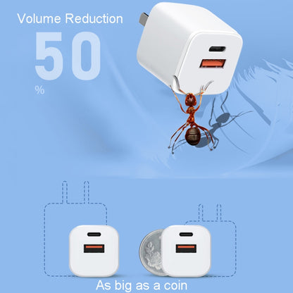 20W Portable Mini Cell Phone Charger Type-C+USB Dual-Port Fast Charger Charging Adapter, CN Plug by buy2fix