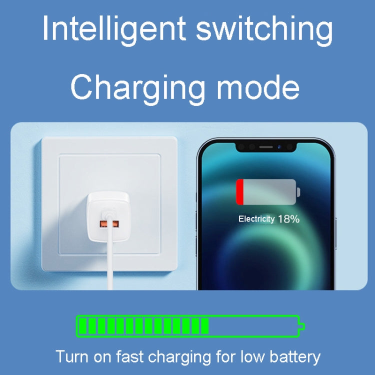 20W Portable Mini Cell Phone Charger Type-C+USB Dual-Port Fast Charger Charging Adapter, CN Plug by buy2fix