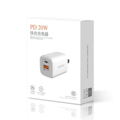 20W Portable Mini Cell Phone Charger Type-C+USB Dual-Port Fast Charger Charging Adapter, CN Plug by buy2fix