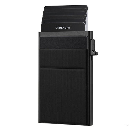 Slim Metal Wallet Pop Up Credit Card Holder RFID Blocking Men Business Card Clip(Black) - Antimagnetic RFID Package by buy2fix | Online Shopping UK | buy2fix