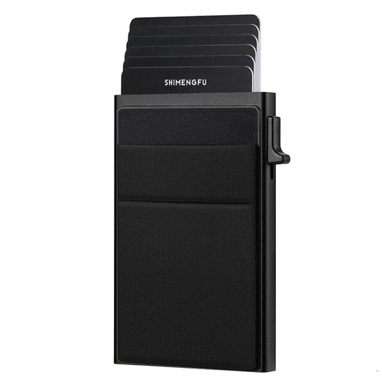 Slim Metal Wallet Pop Up Credit Card Holder RFID Blocking Men Business Card Clip(Black)