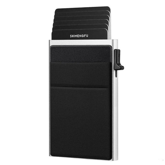 Slim Metal Wallet Pop Up Credit Card Holder RFID Blocking Men Business Card Clip(Silver) - Antimagnetic RFID Package by buy2fix | Online Shopping UK | buy2fix