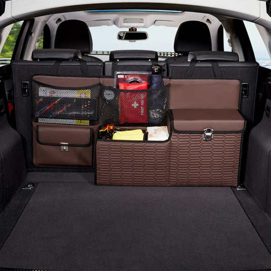 Car Multi-function Leather Trunk Foldable Storage Box(Coffee) by buy2fix