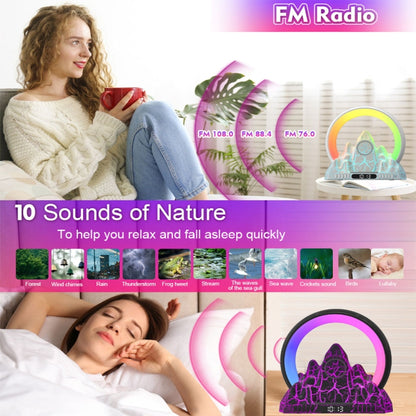 Flame Mountain Ambient Light Wireless Charger Smart Alarm Clock Bluetooth Speaker with Wake-up Function(Black) by buy2fix