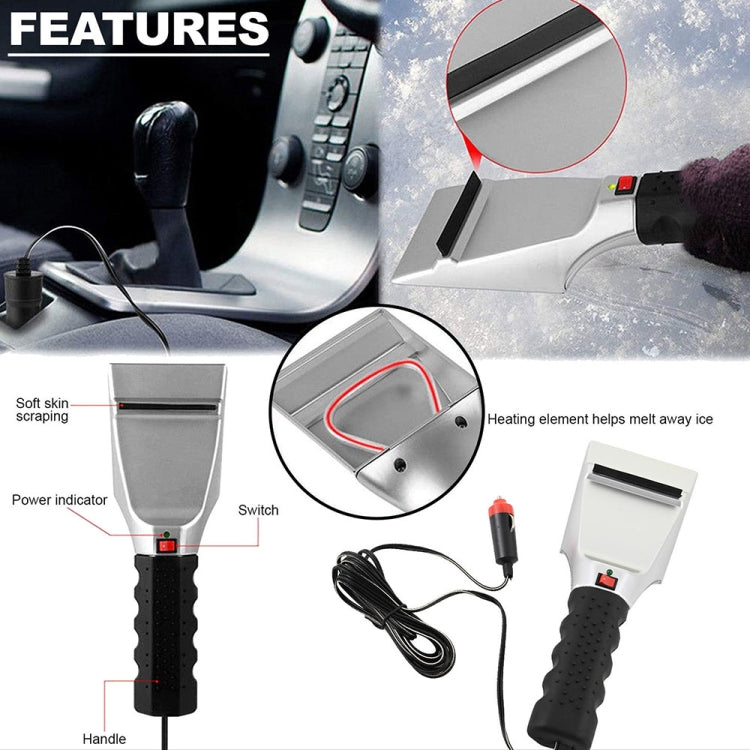 12V Multifunctional Heated Car Snow Shovel Winter Snow Removal Tools(Black+Silver) - Ice Scraper by buy2fix | Online Shopping UK | buy2fix