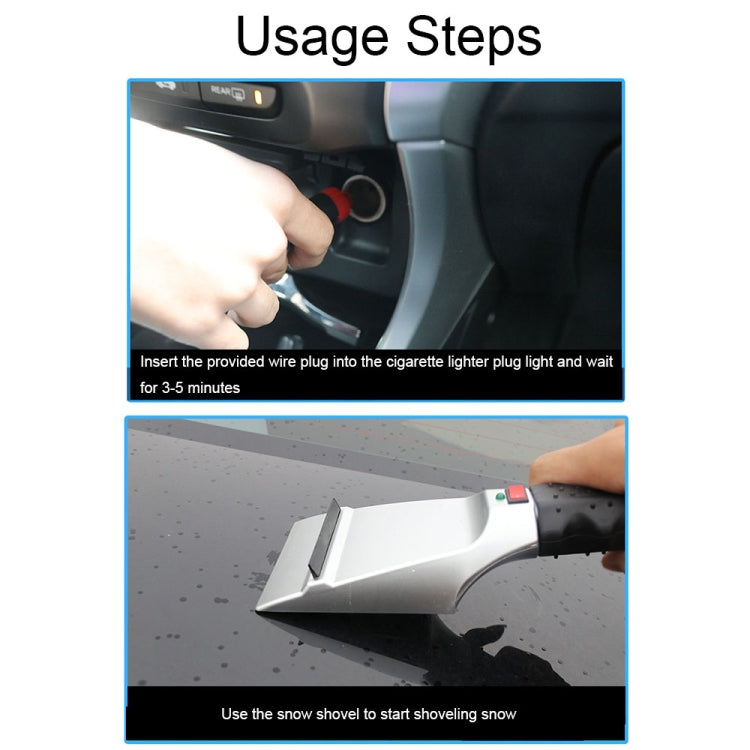 12V Multifunctional Heated Car Snow Shovel Winter Snow Removal Tools(Black+Silver) - Ice Scraper by buy2fix | Online Shopping UK | buy2fix