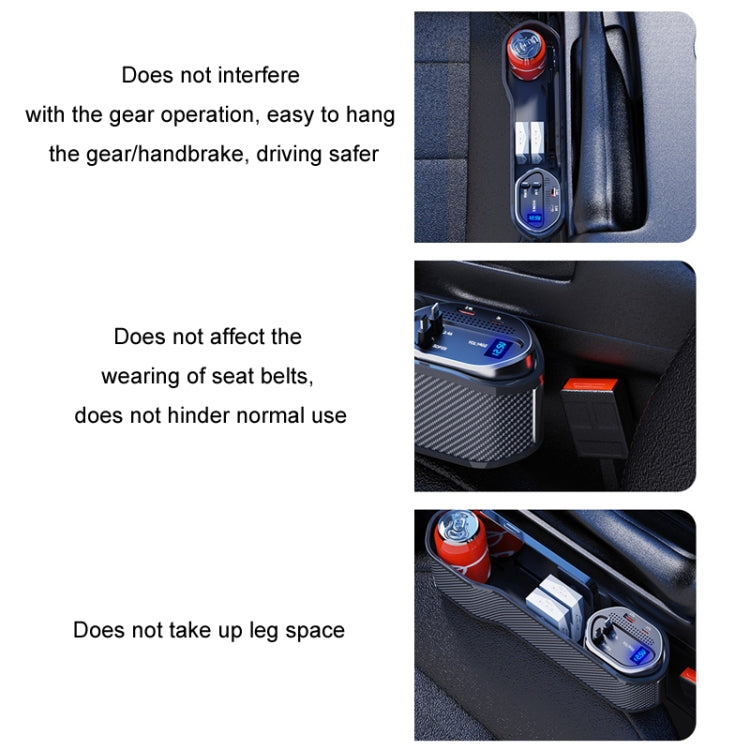 Digital Display Multifunctional Super Fast Charging Car Seat Gap Storage Box, Model: Without Wireless Charging by buy2fix