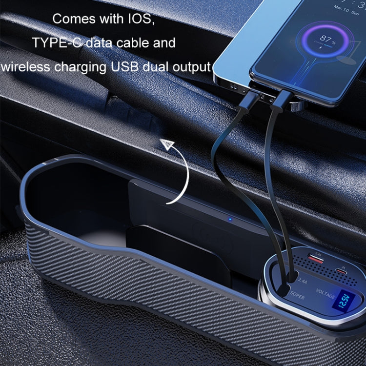 Digital Display Multifunctional Super Fast Charging Car Seat Gap Storage Box, Model: Without Wireless Charging by buy2fix