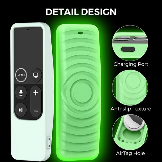 For Apple TV HD / 4K+AirTag AhaStyle PT175 Remote Control Tracker 2 In 1 Silicone Protective Cover(Luminous Green) - Remote Control Covers by AhaStyle | Online Shopping UK | buy2fix