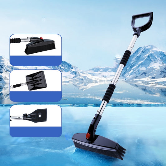 3-in-1 Car Snow Shovel Brush Kit Stainless Steel Retractable Ice Scraper(Silver) - Ice Scraper by buy2fix | Online Shopping UK | buy2fix
