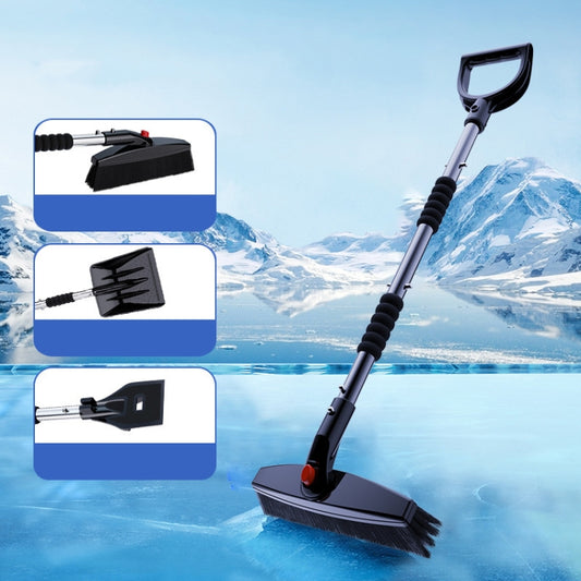 3-in-1 Car Snow Shovel Brush Kit Stainless Steel Retractable Ice Scraper(Black) - Ice Scraper by buy2fix | Online Shopping UK | buy2fix