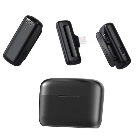 One To Two Outdoor Recording Lavalier Microphone Noise Canceling Wireless Mic For Live Streaming, Interface: 8 Pin