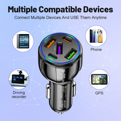 3USB+2PD 75W Dual Line Car Mobile Phone Fast Charging Charger(Black) - Car Charger by buy2fix | Online Shopping UK | buy2fix