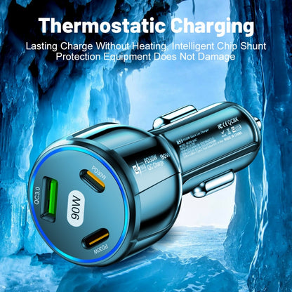 90W Super Fast Charging USB-C Car Charger Dual PD 30W+QC3.0 Charging Station(White) - Car Charger by buy2fix | Online Shopping UK | buy2fix