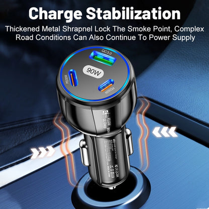 90W Super Fast Charging USB-C Car Charger Dual PD 30W+QC3.0 Charging Station(White) - Car Charger by buy2fix | Online Shopping UK | buy2fix