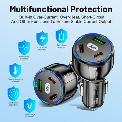 90W Super Fast Charging USB-C Car Charger Dual PD 30W+QC3.0 Charging Station(White) - Car Charger by buy2fix | Online Shopping UK | buy2fix