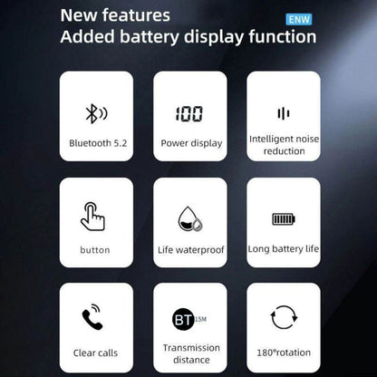 Ear-Mounted Waterproof Sports Smart Noise Reduction Bluetooth Earphones With LED Battery Display(Black) - Bluetooth Earphone by buy2fix | Online Shopping UK | buy2fix