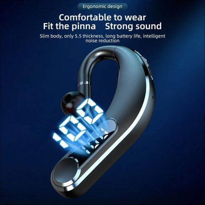 Ear-Mounted Waterproof Sports Smart Noise Reduction Bluetooth Earphones With LED Battery Display(Black) - Bluetooth Earphone by buy2fix | Online Shopping UK | buy2fix