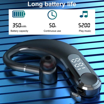 Ear-Mounted Waterproof Sports Smart Noise Reduction Bluetooth Earphones With LED Battery Display(Black) - Bluetooth Earphone by buy2fix | Online Shopping UK | buy2fix