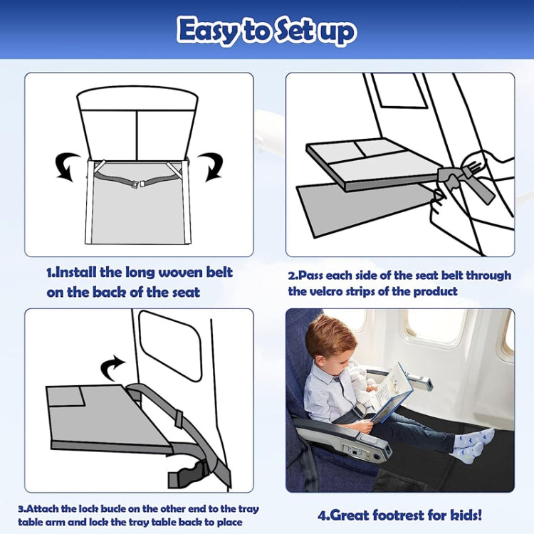 79 x 44cm Kids Airplane Seat Extender Portable Travel Seat Cushion(Black) - Seat Accessories by buy2fix | Online Shopping UK | buy2fix