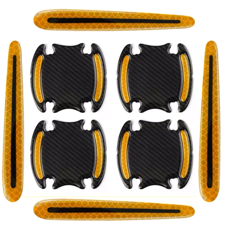 8pcs/set Car Door Handle Rearview Mirror Safety Warning Protective Reflective Sticker, Color: Yellow by buy2fix