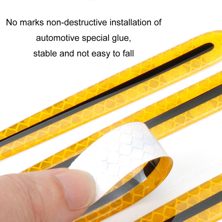 8pcs/set Car Door Handle Rearview Mirror Safety Warning Protective Reflective Sticker, Color: Yellow by buy2fix