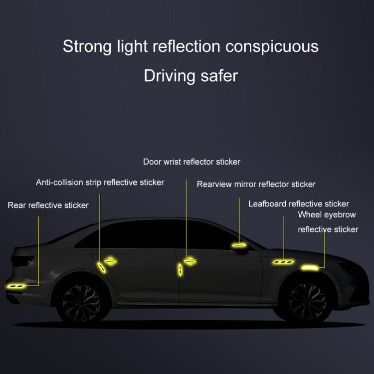 8pcs/set Car Door Handle Rearview Mirror Safety Warning Protective Reflective Sticker, Color: Yellow by buy2fix
