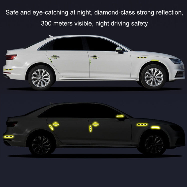 8pcs/set Car Door Handle Rearview Mirror Safety Warning Protective Reflective Sticker, Color: Fluorescent Green - Warning Sticker by buy2fix | Online Shopping UK | buy2fix