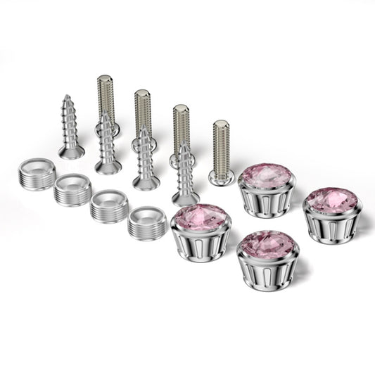 Licence Plate Frame Rhinestone Anti-theft Fixing Nut Cover(Pink Diamond) - License Plate Covers & Frames by buy2fix | Online Shopping UK | buy2fix