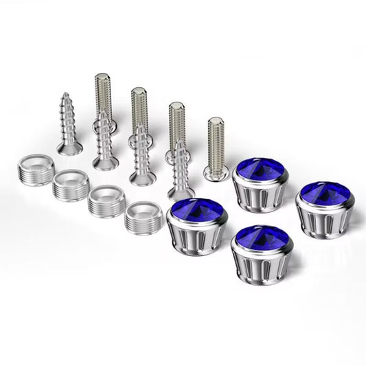 Licence Plate Frame Rhinestone Anti-theft Fixing Nut Cover(Blue Diamond) - License Plate Covers & Frames by buy2fix | Online Shopping UK | buy2fix