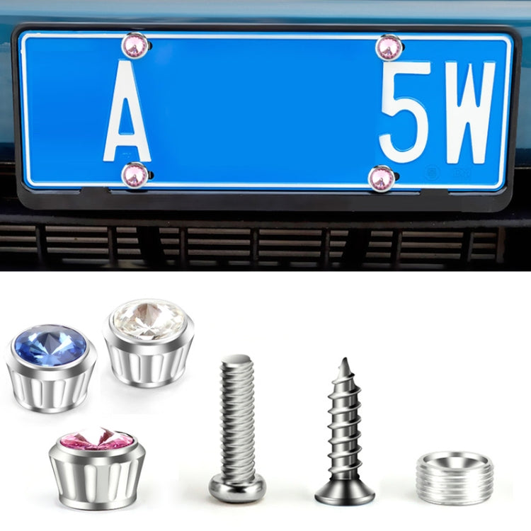 Licence Plate Frame Rhinestone Anti-theft Fixing Nut Cover(Blue Diamond) - License Plate Covers & Frames by buy2fix | Online Shopping UK | buy2fix