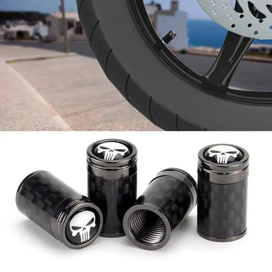 4pcs/Set Real Carbon Fibre Skeleton Tyre Valve Caps(Black) - Tire Valve Caps by buy2fix | Online Shopping UK | buy2fix