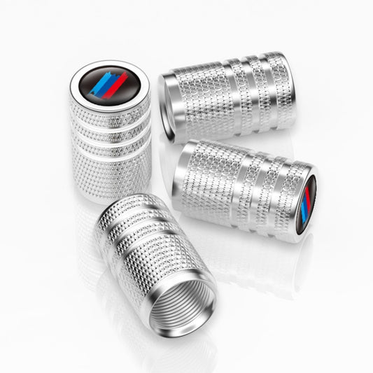 Aluminium Alloy Checkered Tricolour Car Wheel Decorative Valve Cap(Silver) - Tire Valve Caps by buy2fix | Online Shopping UK | buy2fix