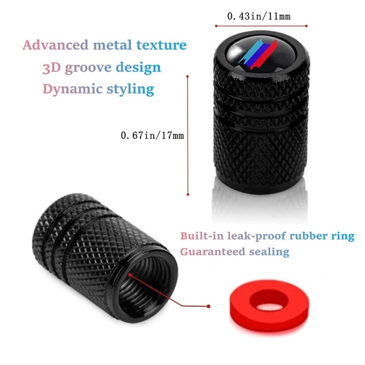 Aluminium Alloy Checkered Tricolour Car Wheel Decorative Valve Cap(Black) by buy2fix