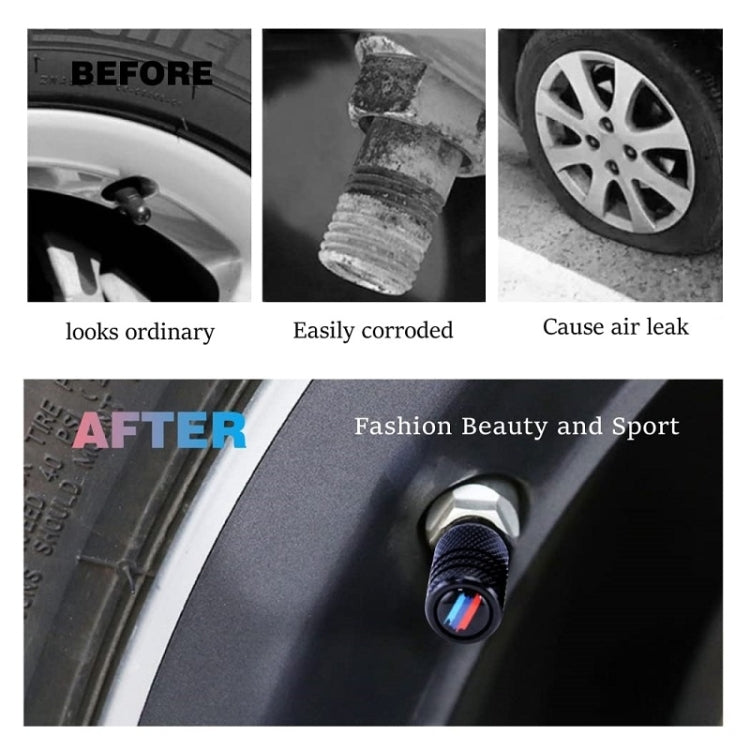 Aluminium Alloy Checkered Tricolour Car Wheel Decorative Valve Cap(Silver) - Tire Valve Caps by buy2fix | Online Shopping UK | buy2fix