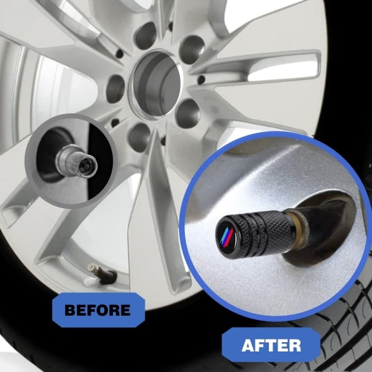 Aluminium Alloy Checkered Tricolour Car Wheel Decorative Valve Cap(Black) by buy2fix