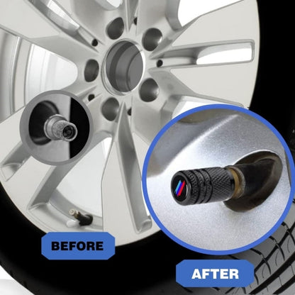 Aluminium Alloy Checkered Tricolour Car Wheel Decorative Valve Cap(Black) by buy2fix