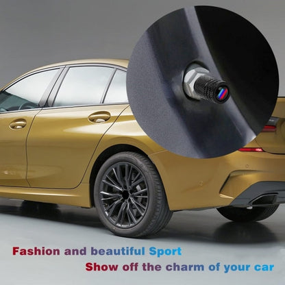 Aluminium Alloy Checkered Tricolour Car Wheel Decorative Valve Cap(Black) by buy2fix