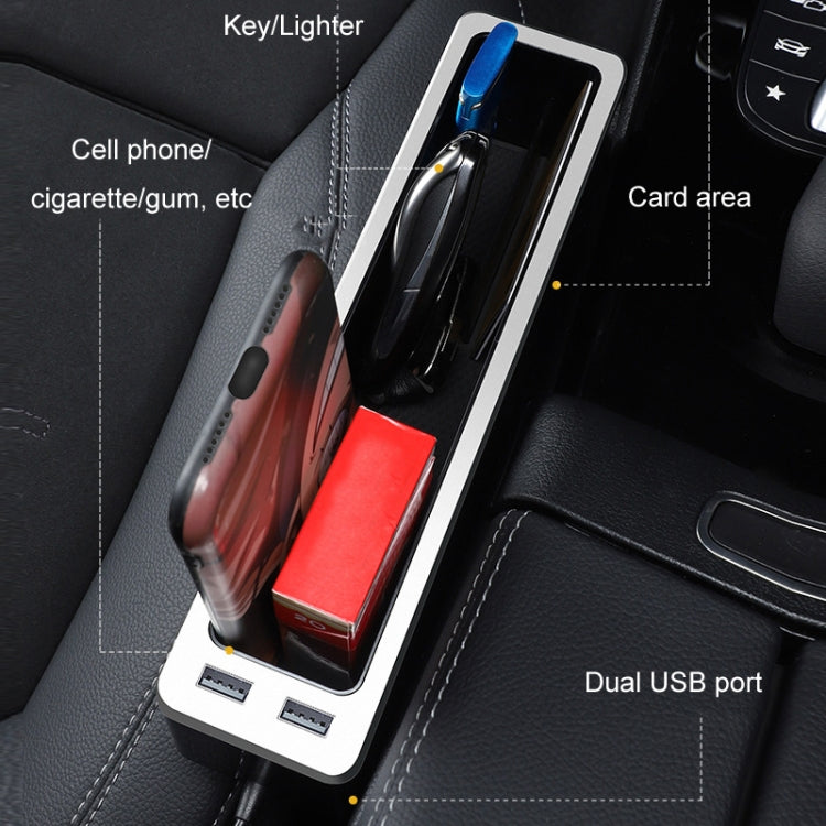 Car Seat Gap Storage Box with 2 USB Charging Port, Color: Principal Driver Gray by buy2fix